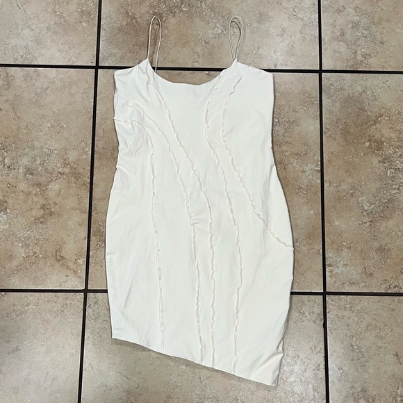 Mini Dress Oh Polly Ivory Bodycon Party Outfit Tight Fitting Short White- Size 6 - Picture 2 of 8